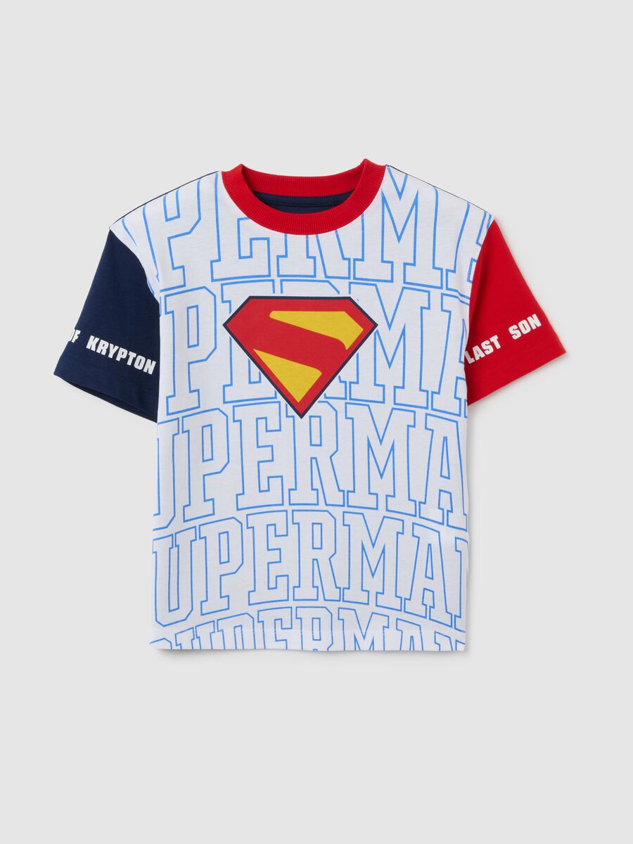 Kids' T-shirt in pure multicolour cotton with Superman print_0