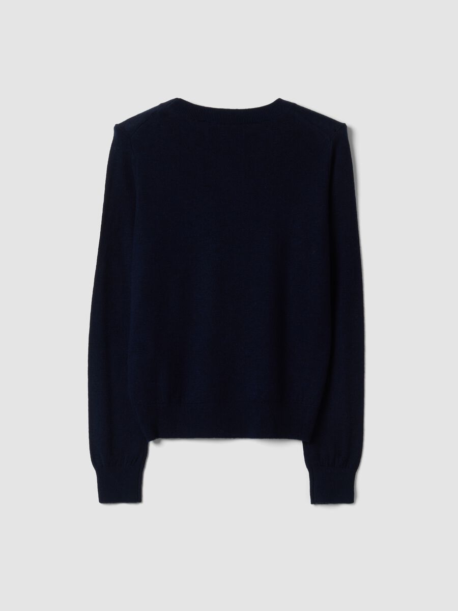 Maglia blu in pura lana a girocollo_2