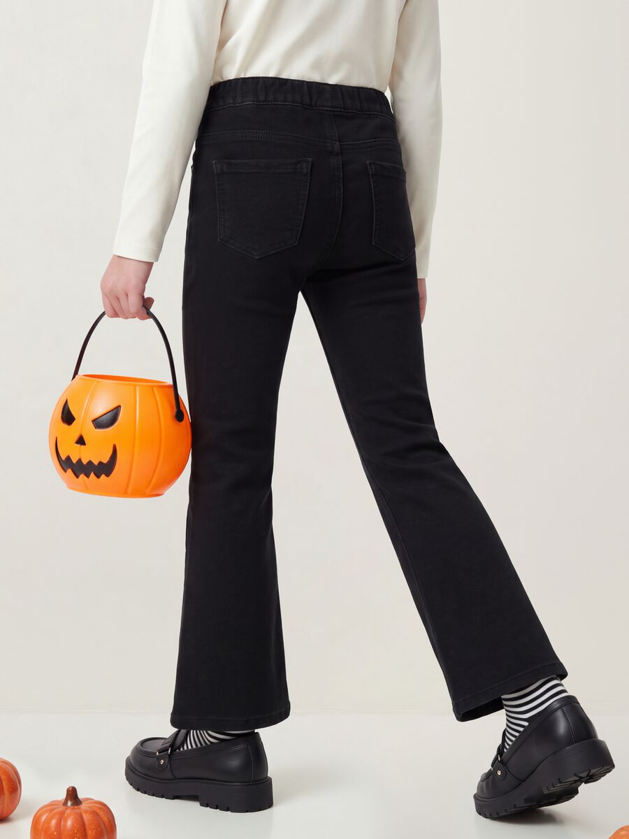 Jeggings nero flare in cotone elasticizzato per bambina_3