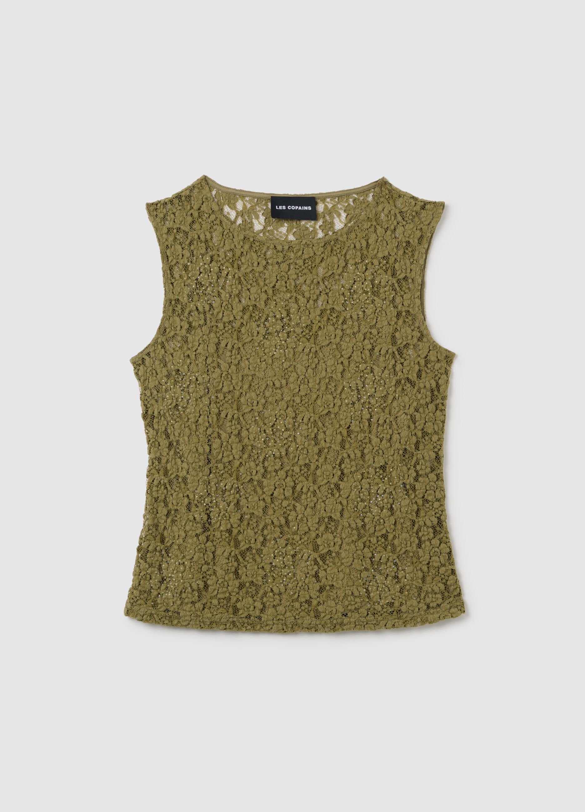 Green fitted cotton blend women's top