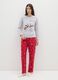 Grey and red Christmas fleece pyjamas regular fit with print_0