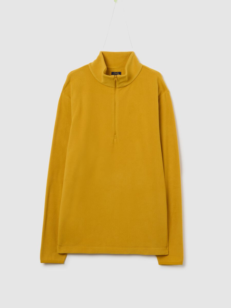 Felpa gialla in pile con half zip_0