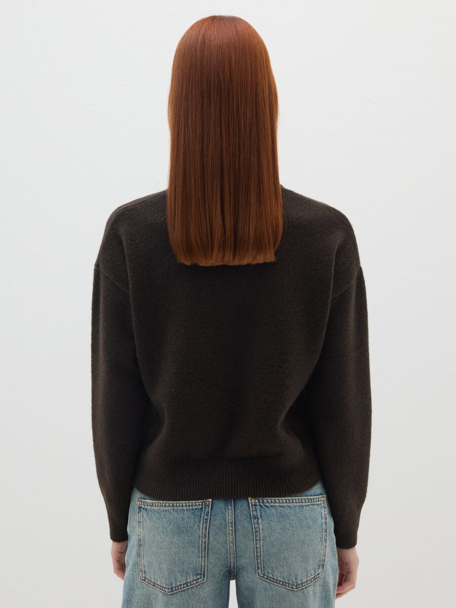 Brown regular fit sweater with print_2