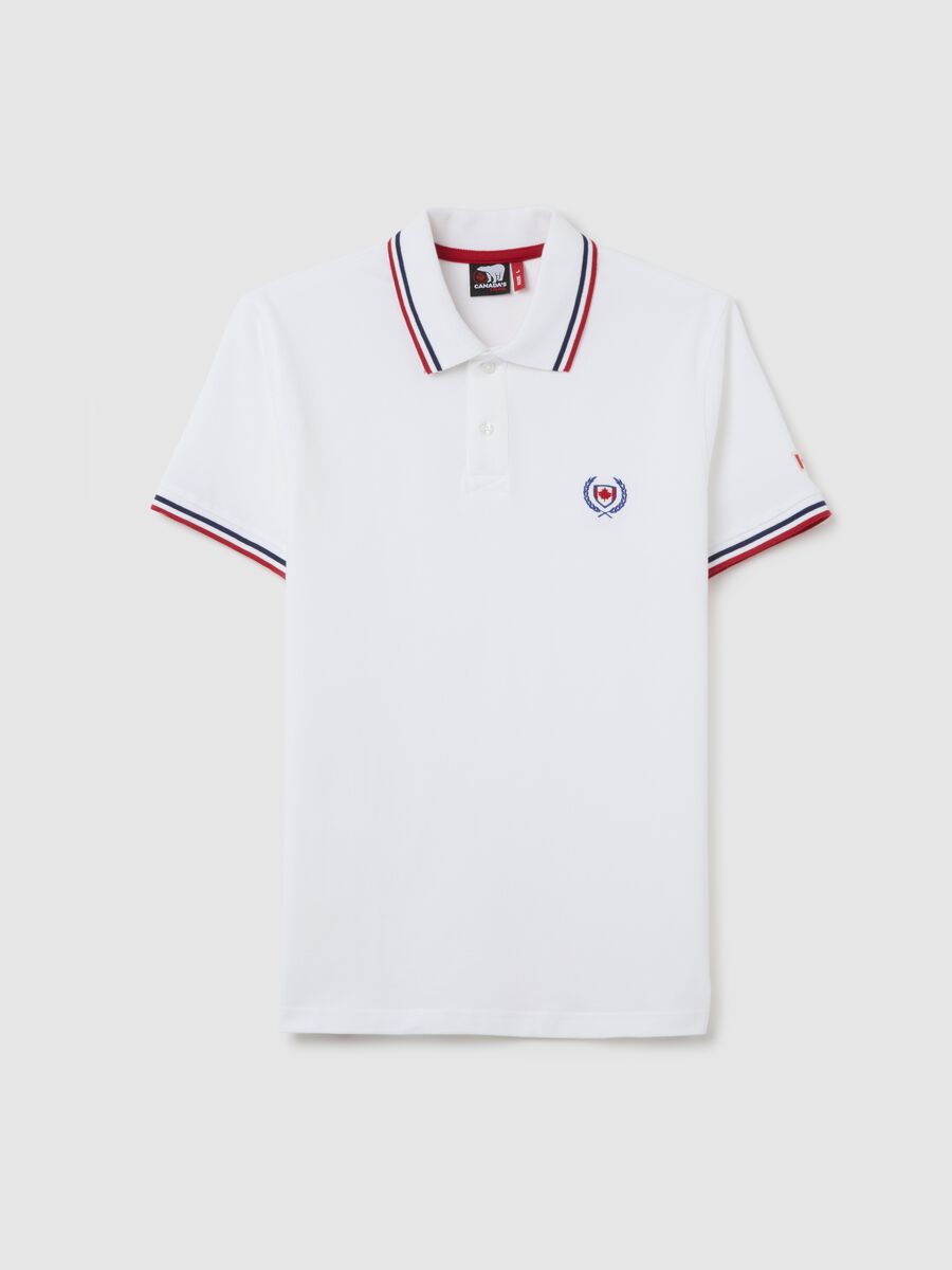 White short sleeve cotton polo Canada'S Trail_4