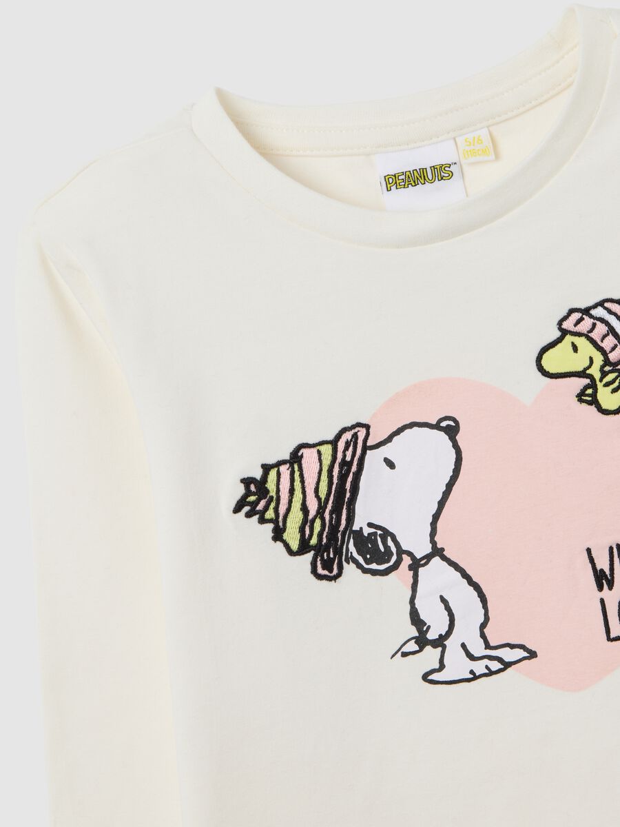 Girls' white long sleeve cotton blend shirt with print_2