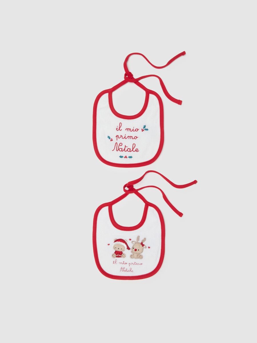 Bipack bavette natalizie da neonata in puro cotone multicolor_0