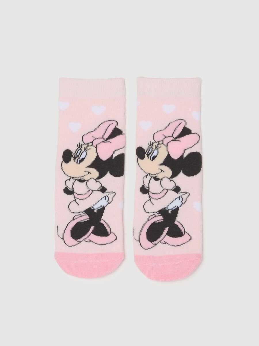 Calze da bambina in misto cotone rosa antiscivolo con stampa Disney_1