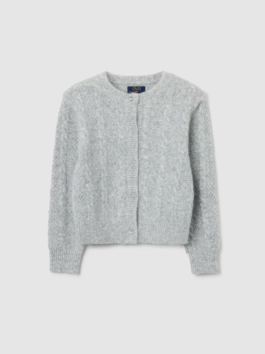 Cardigan da bambina grigio regular fit con bottoni_0