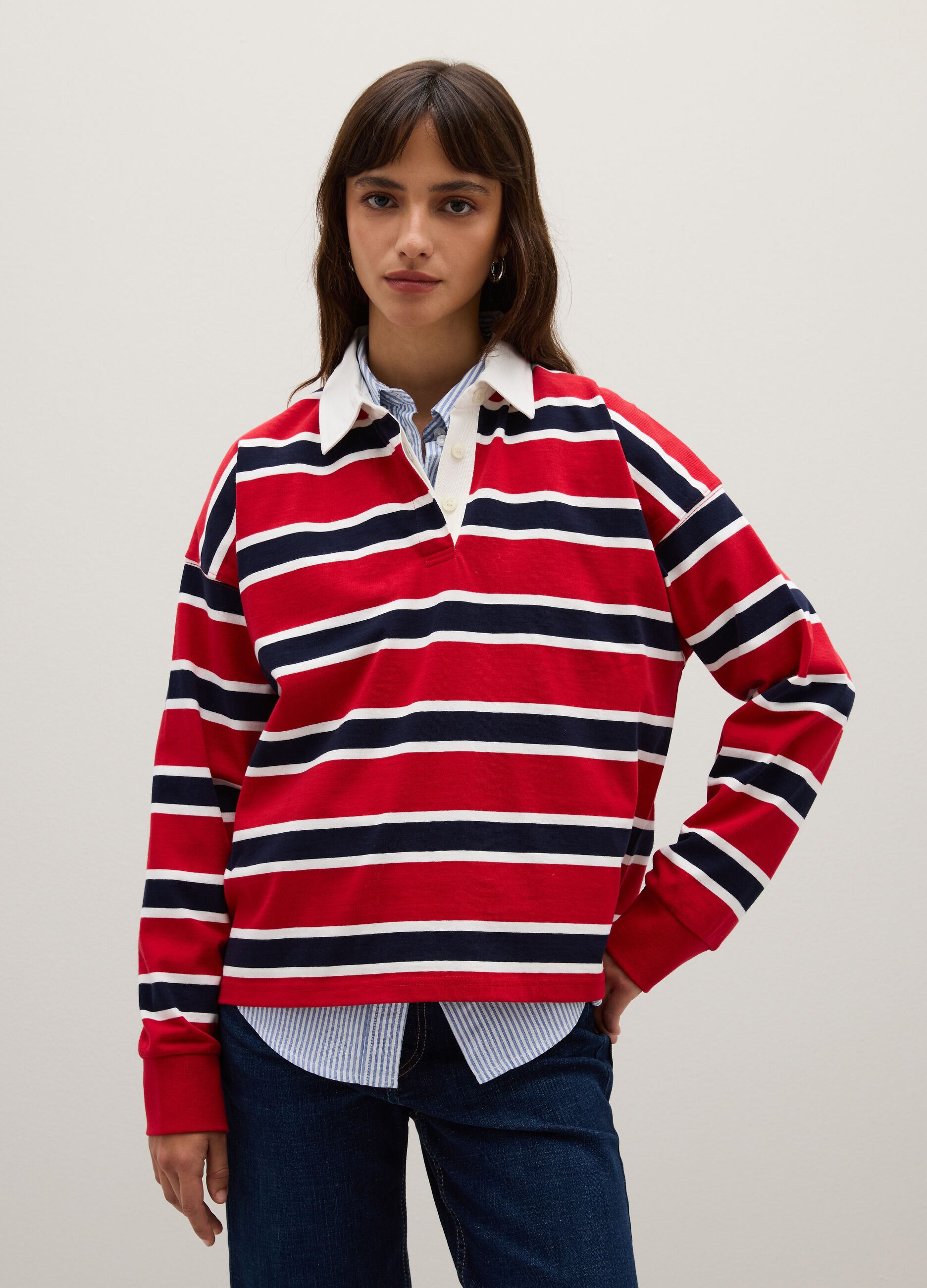 Polo in puro cotone multicolor a righe regular fit