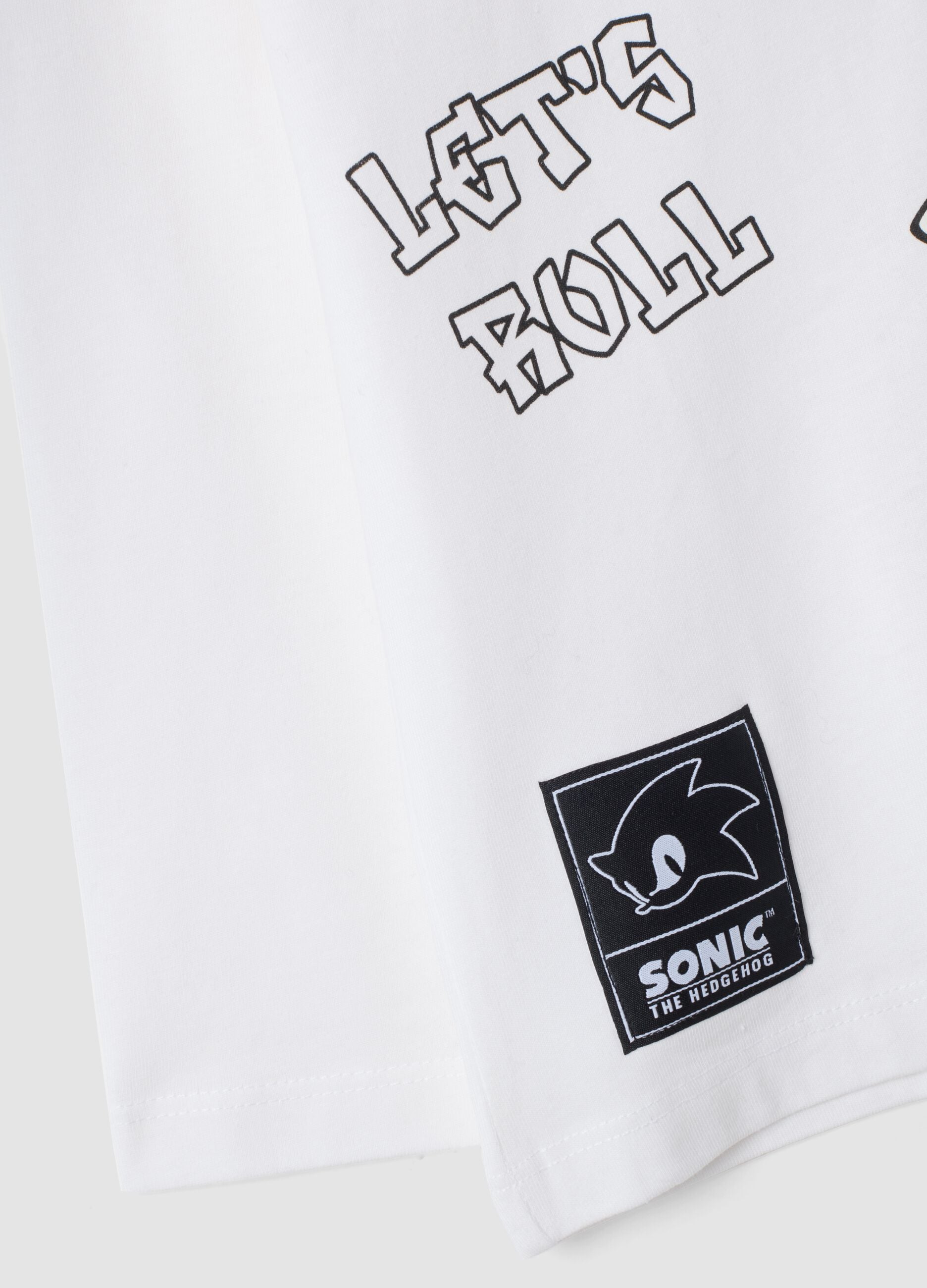 White pure cotton Sonic print oversized fit T-shirt