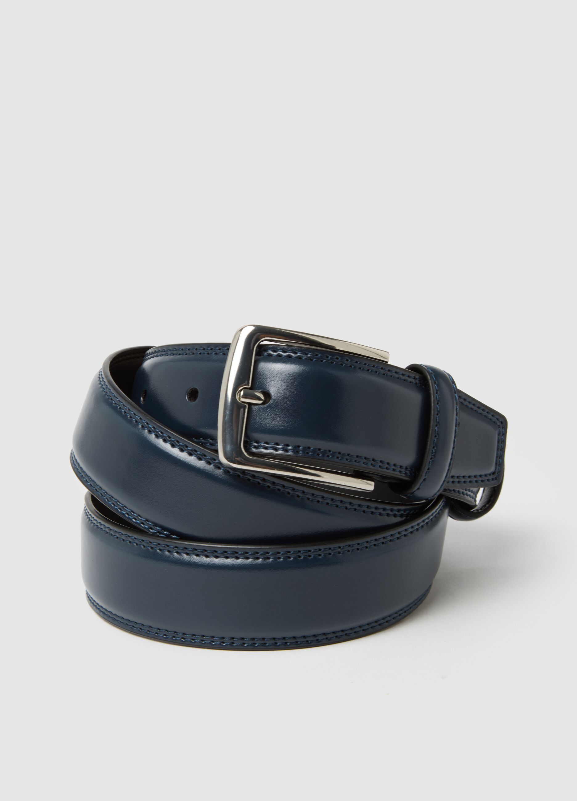 Blue genuine leather belt