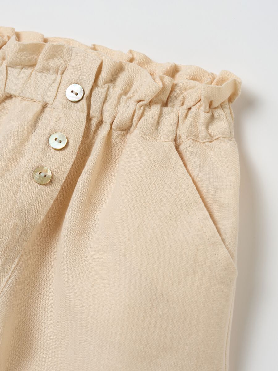 Girls' Beige Linen Shorts Regular Fit_2