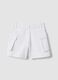 White stretch cotton cargo shorts_1