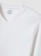 White pure cotton V-neck T-shirt, regular fit_1