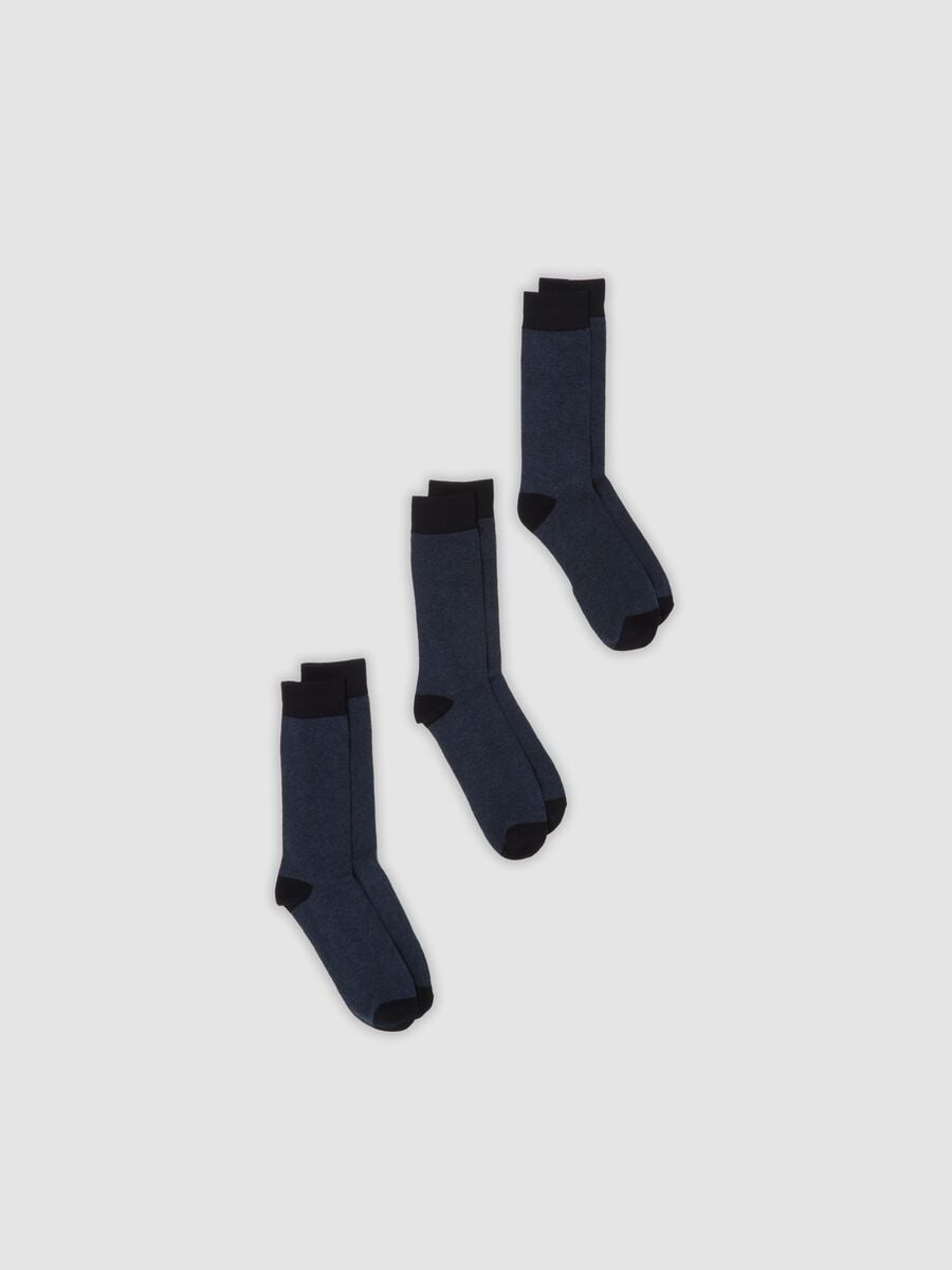 3-pack of blue mid-calf socks in stretch organic cotton_0