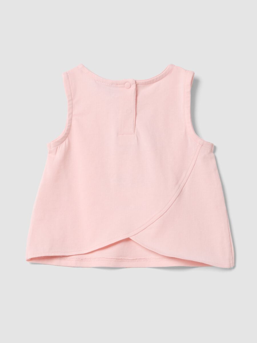 Canotta rosa in cotone elasticizzato con stampa e applicazione per bimba fitted_1