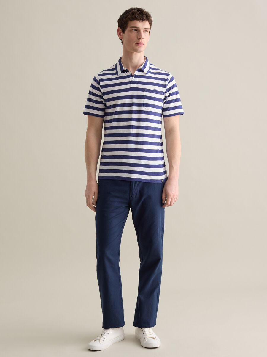 White and Blue Stripe Cotton Polo by Piombo_1