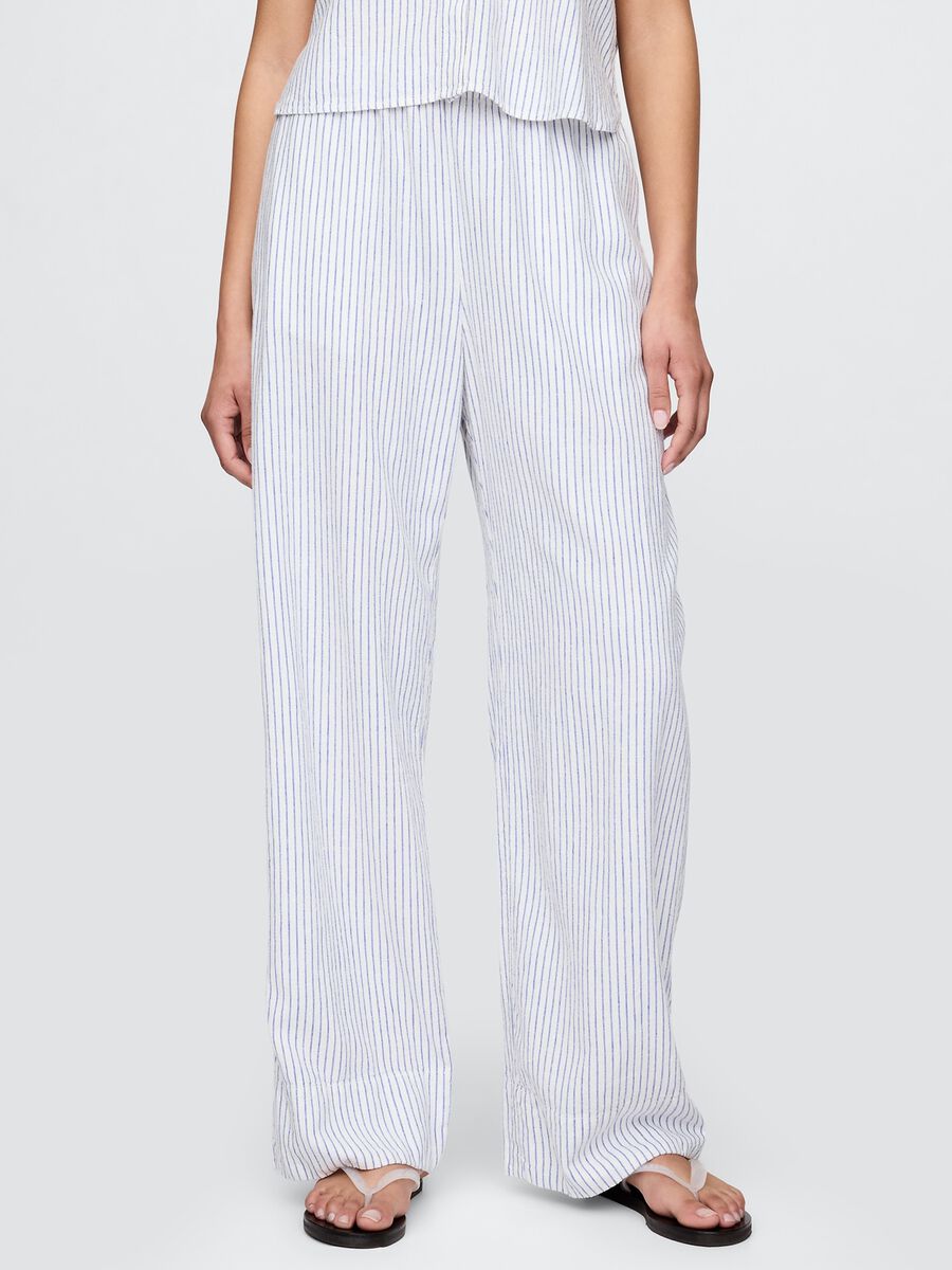 Striped linen and viscose palazzo trousers by Gap_1