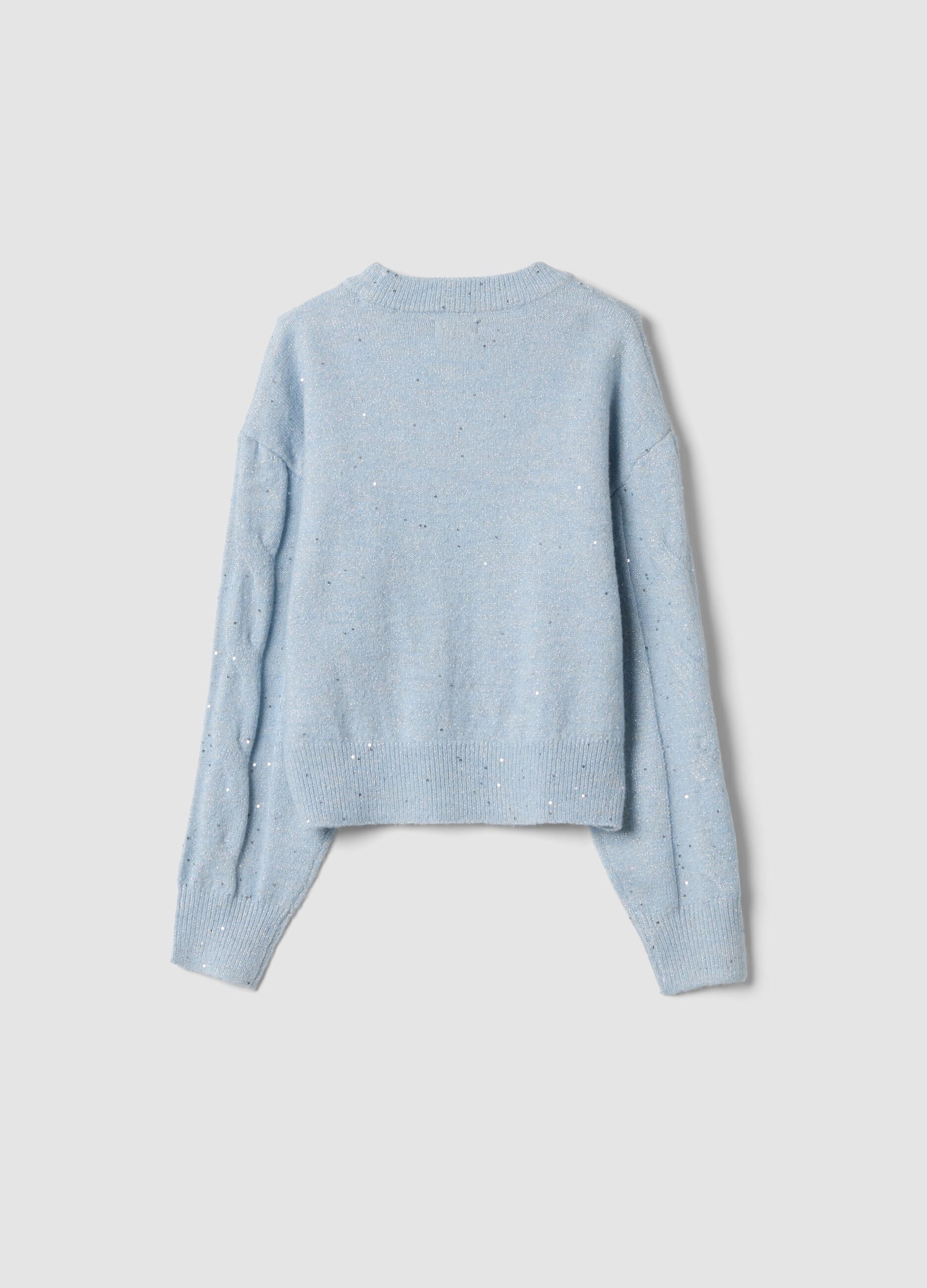 Blue stretch crew-neck top with a regular fit