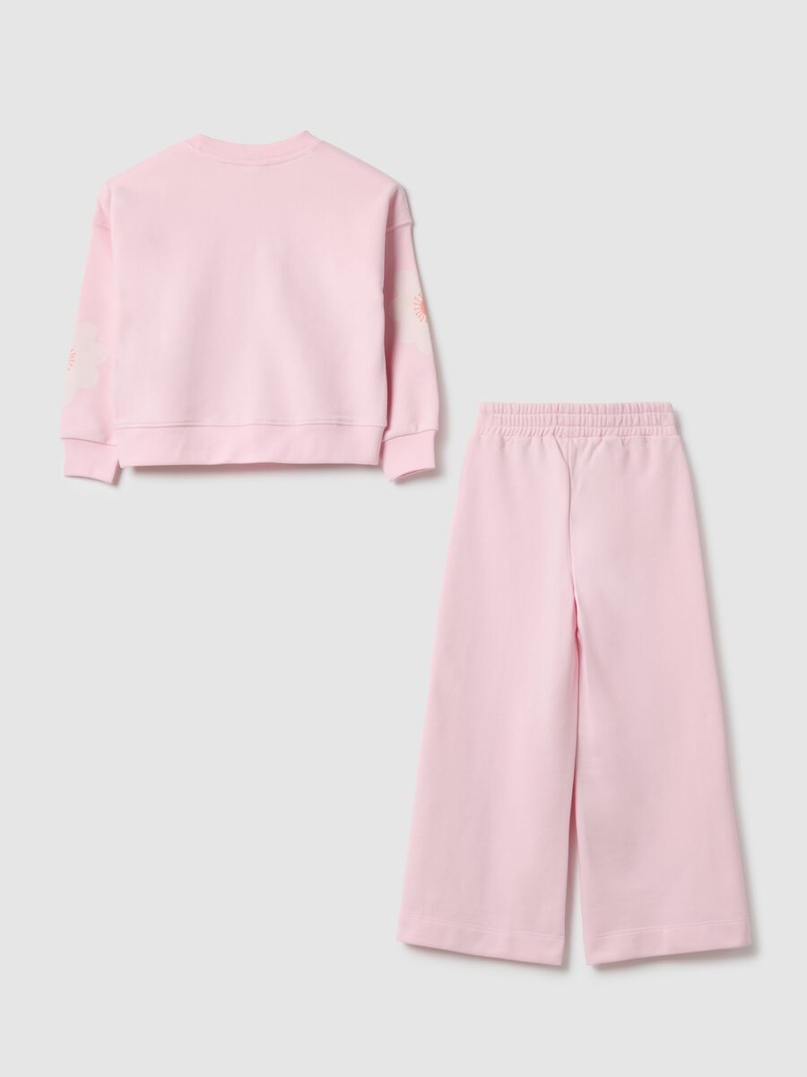 Pink cotton blend sweatshirt and trousers set for girls with regular fit_1