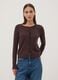 Brown viscose-blend crew-neck cardigan, regular fit_2