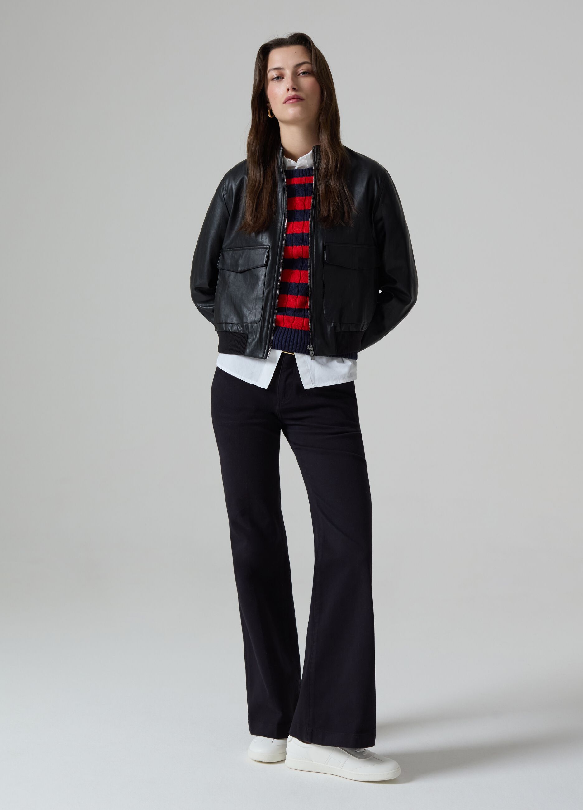 Jeans chino flare fit in cotone stretch