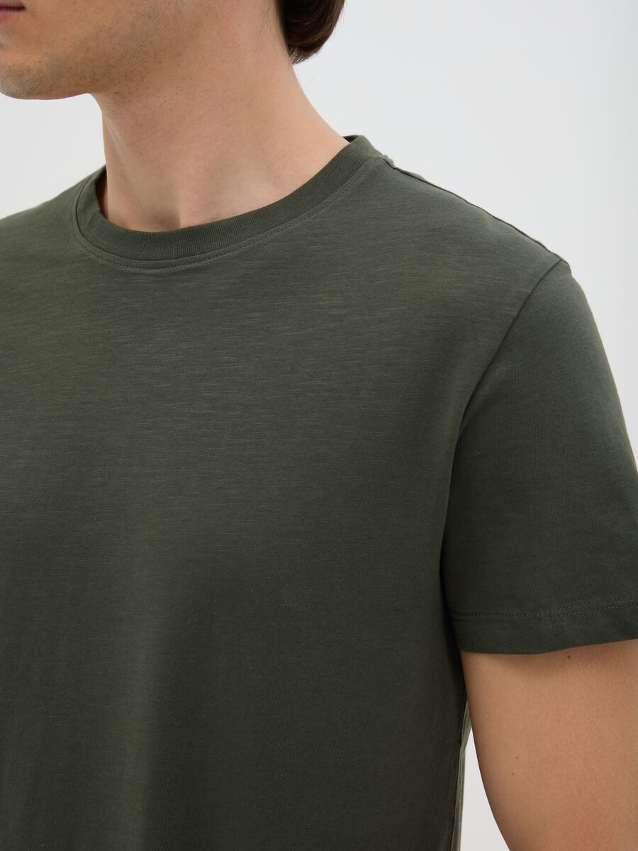 Men's Dark Green Crew Neck Fitted T-shirt_2