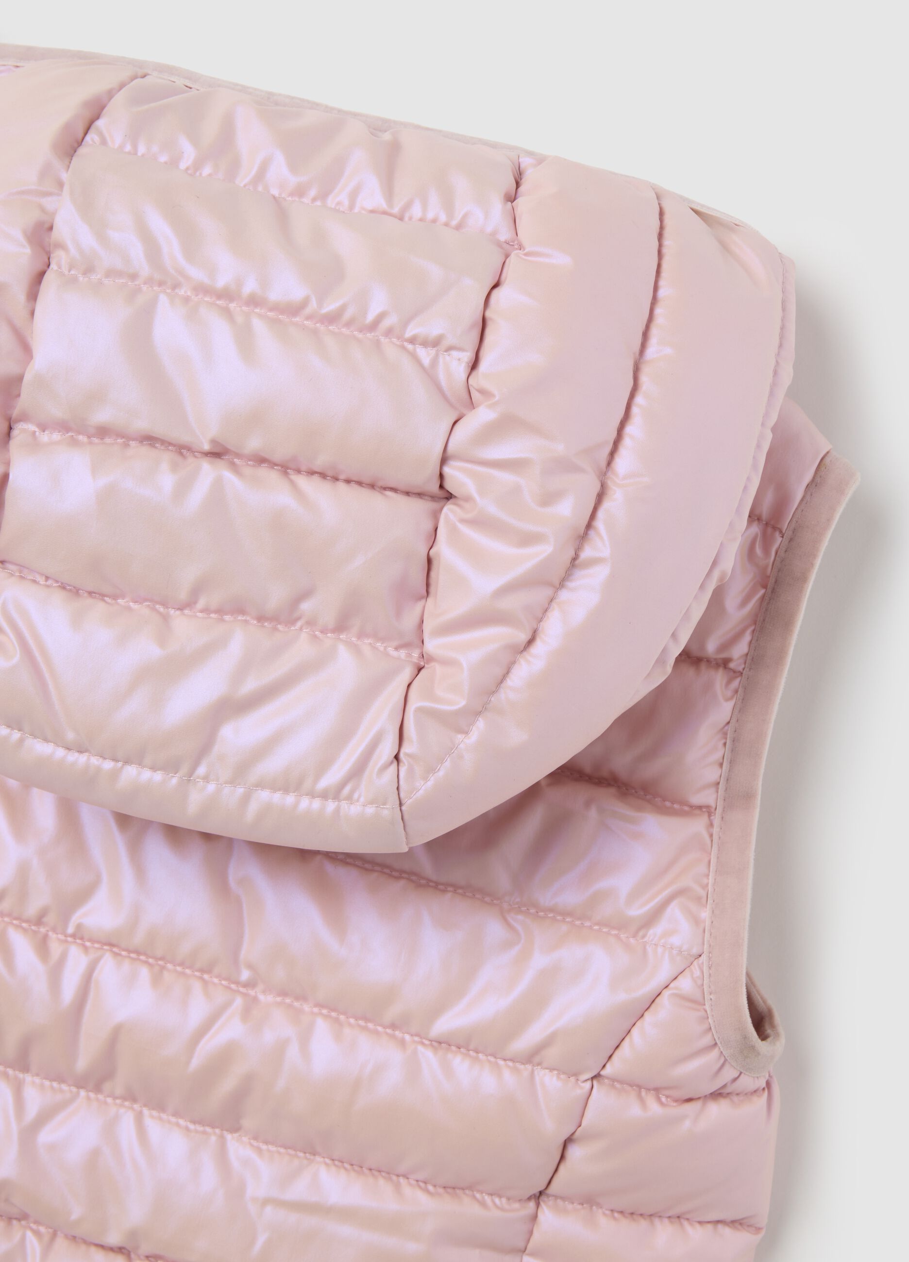 Girls' Sleeveless Padded Pink Hooded Gilet