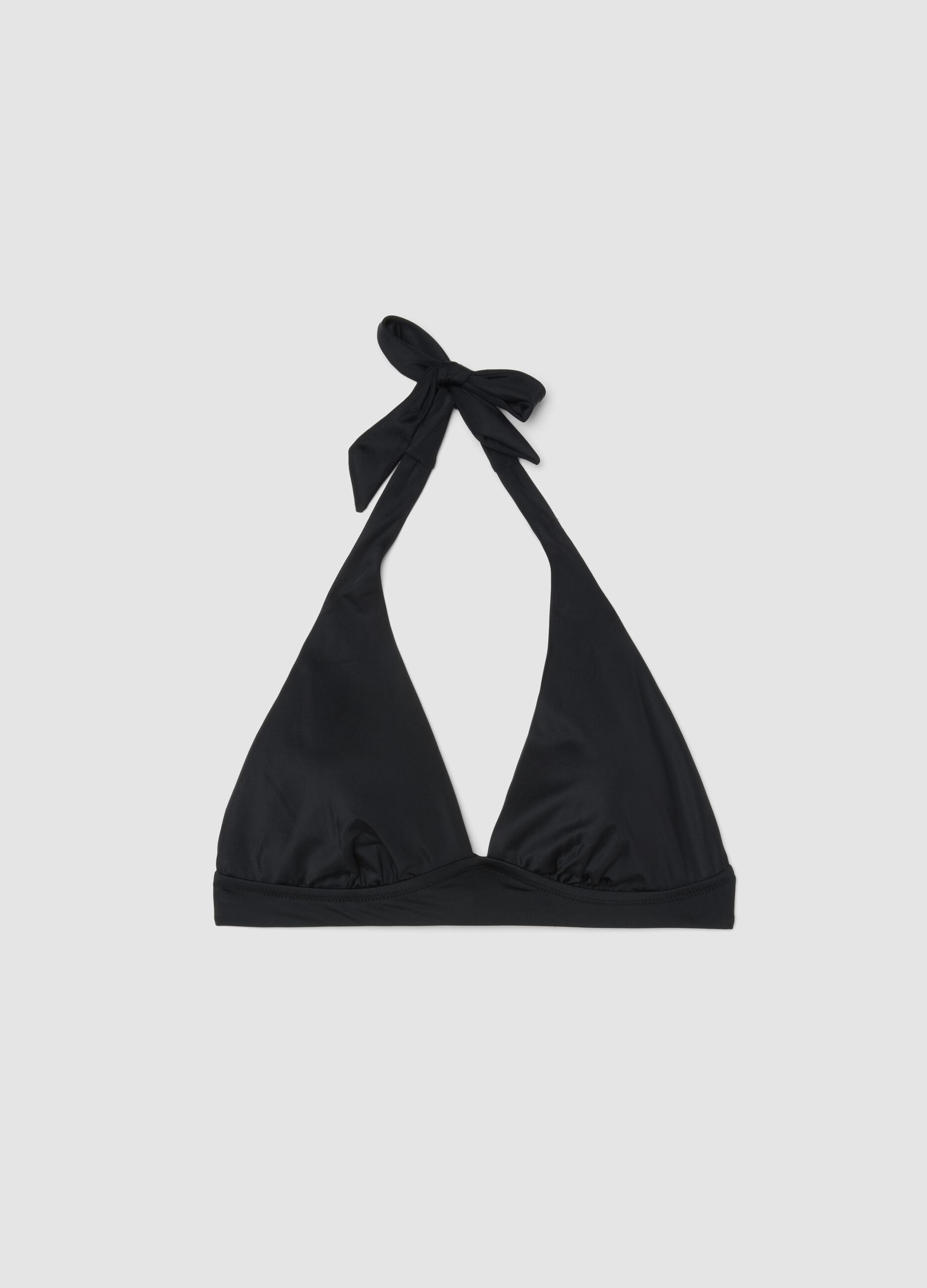 Top bikini elasticizzato nero a triangolo
