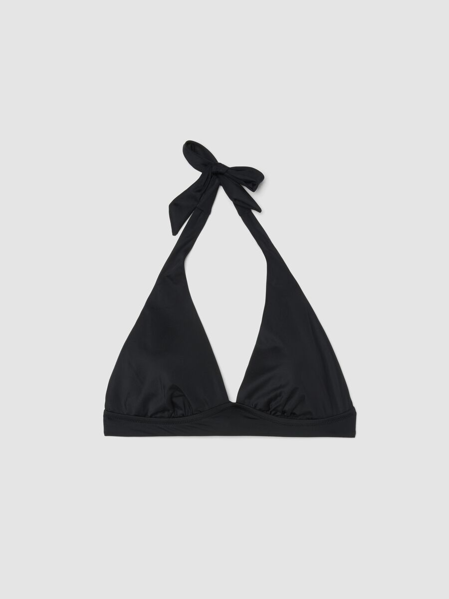 Top bikini elasticizzato nero a triangolo_0