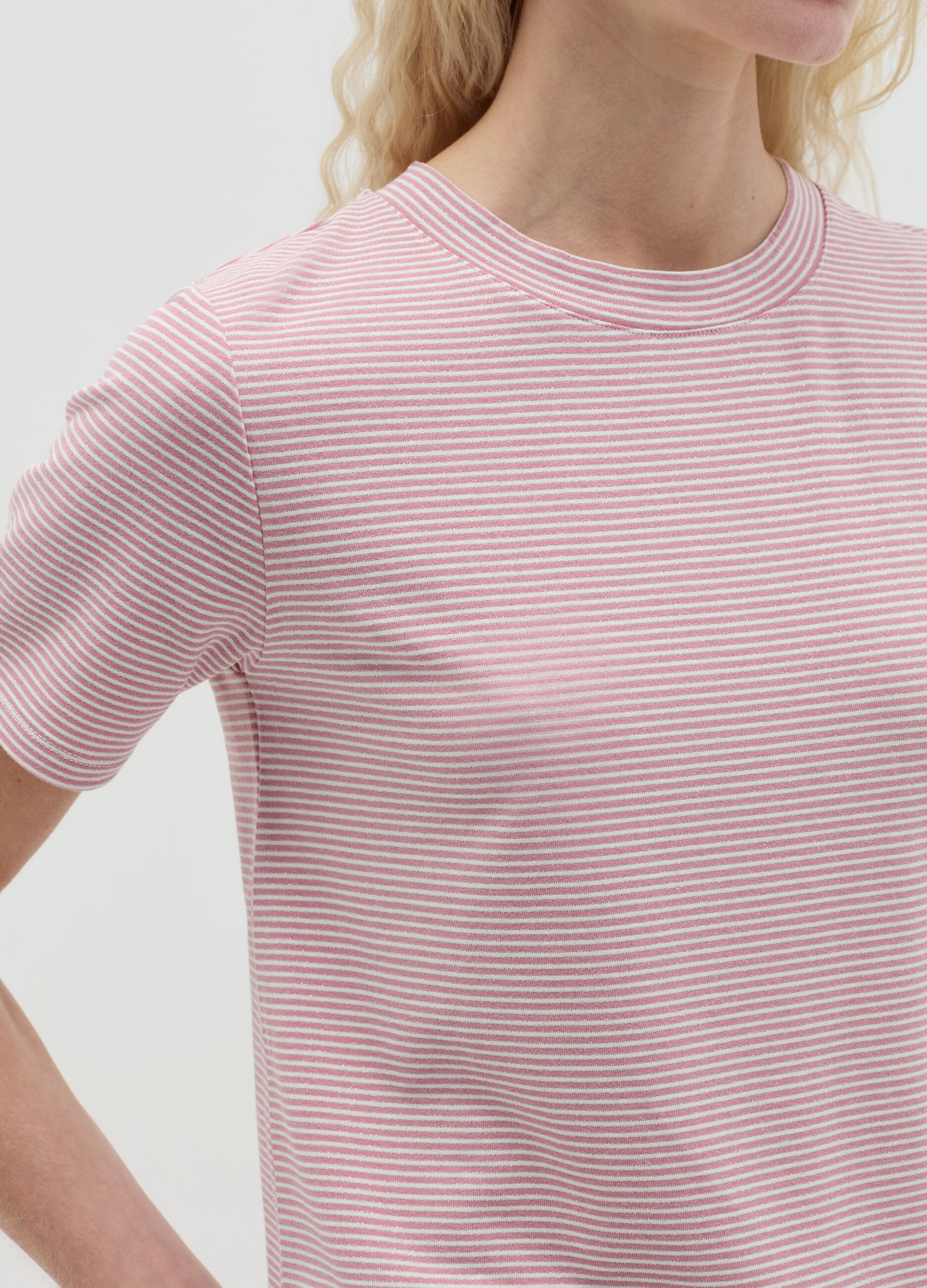 T-shirt with horizontal stripes and lurex