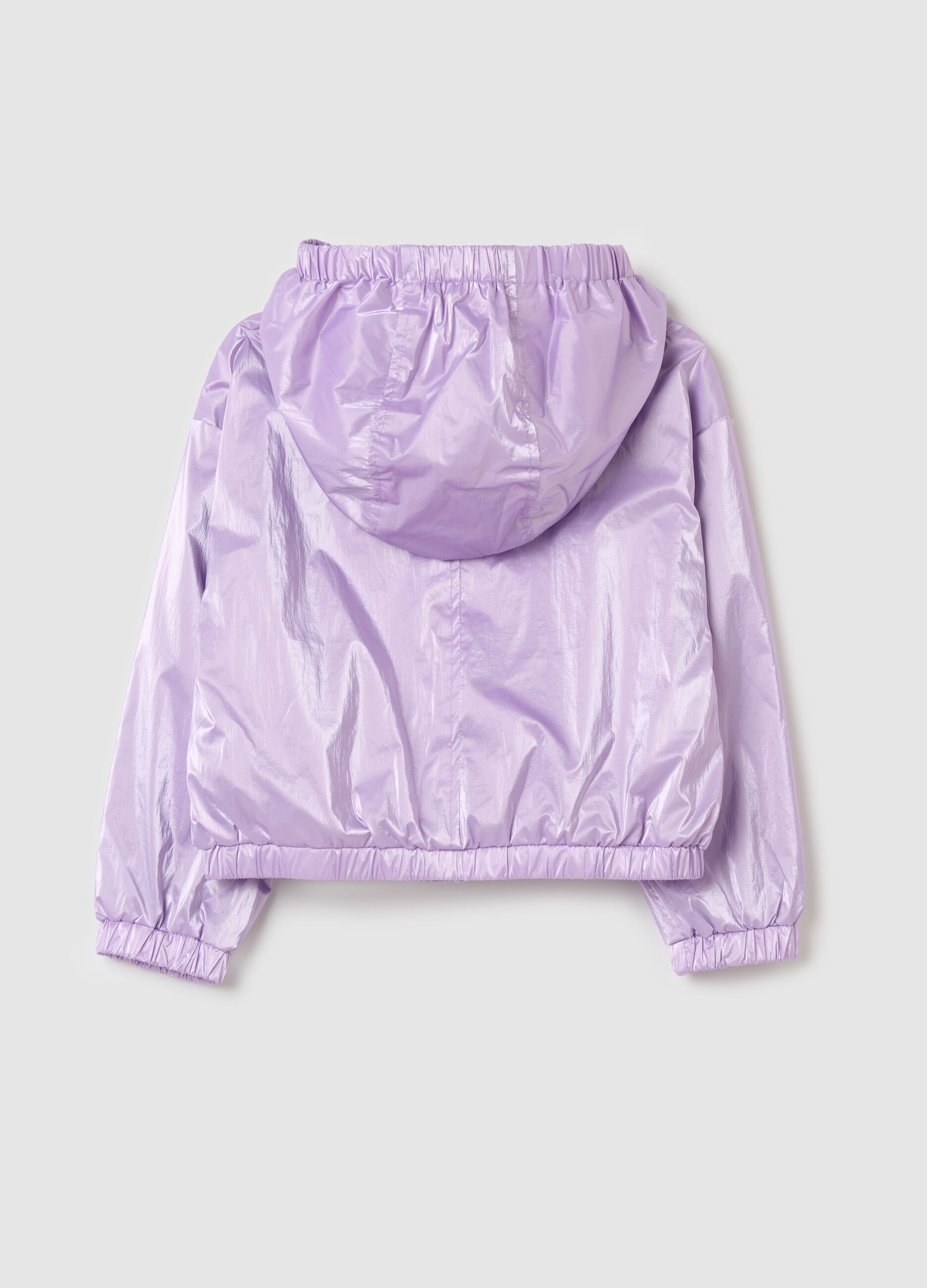 Shiny waterproof jacket with hood