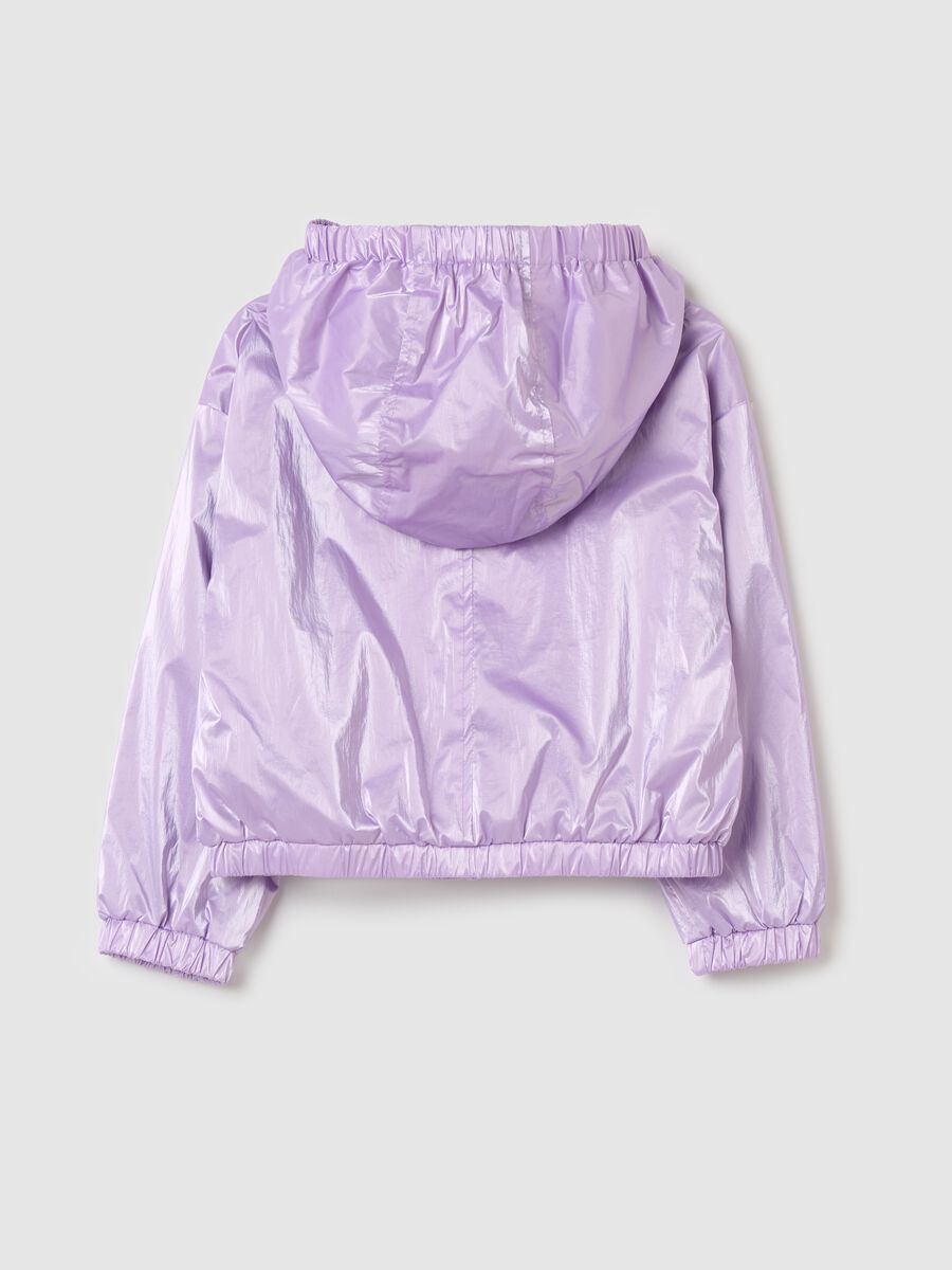 Shiny waterproof jacket with hood_1