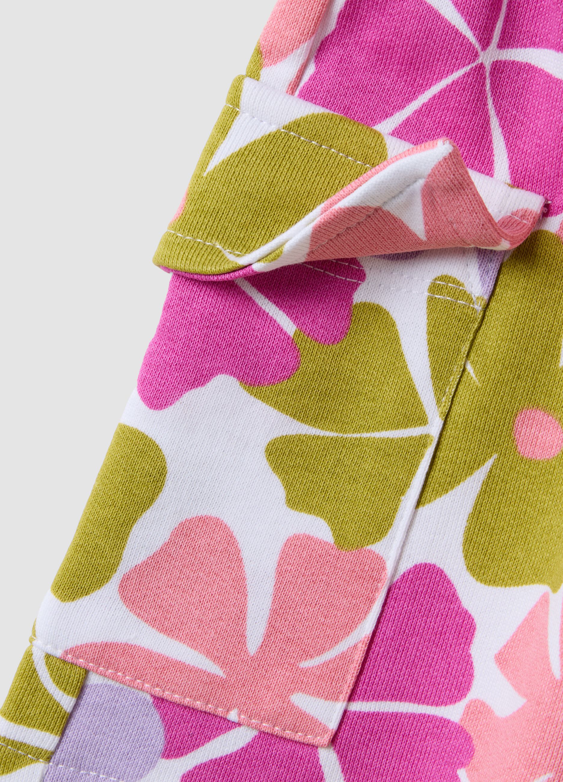Pure cotton multicolour floral print shorts for girls, regular fit