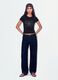 Black fitted stretch-cotton T-shirt with rhinestone embellishment_0