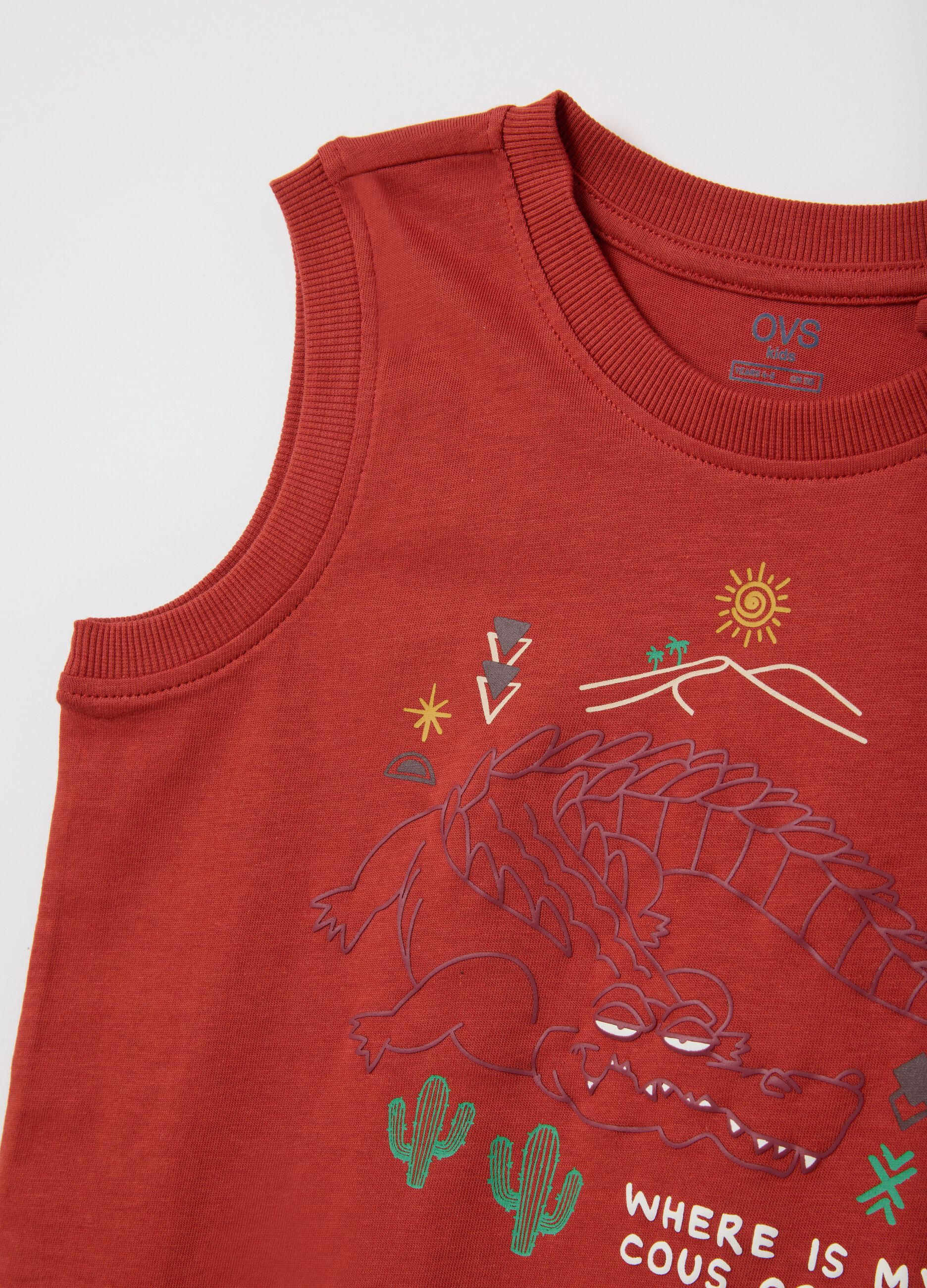 Canotta da bambino in puro cotone rossa regular fit