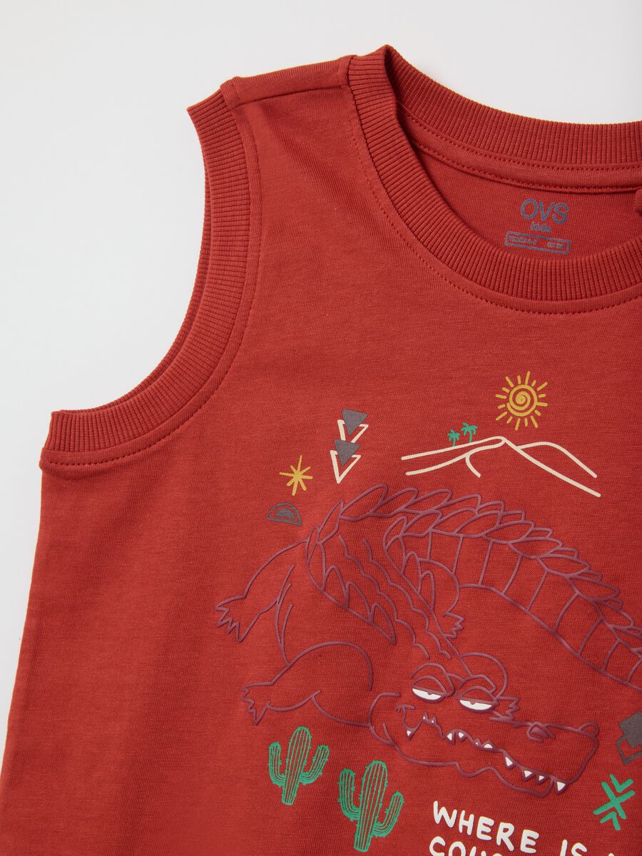 Children's red pure cotton tank top regular fit_3