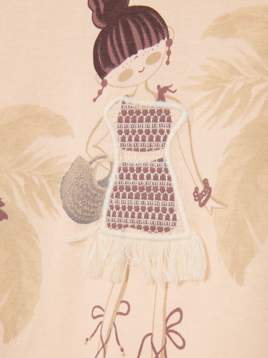 Girl's beige pure cotton regular fit T-shirt with print_2