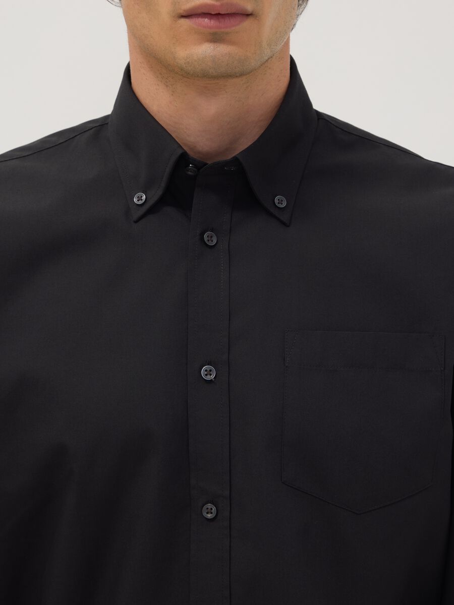 Camicia nera slim fit con colletto classico easy iron_1