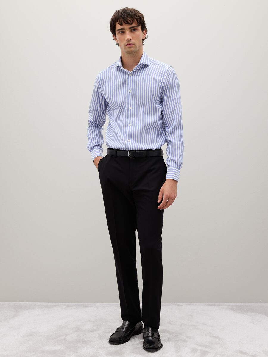 Camicia in puro cotone a righe slim fit_1