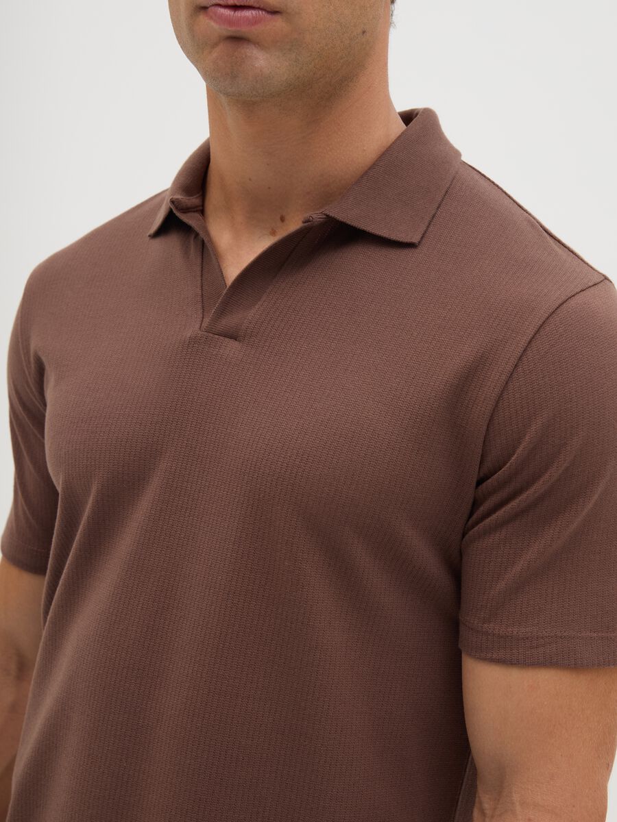 Men's brown pure cotton regular fit polo shirt_2