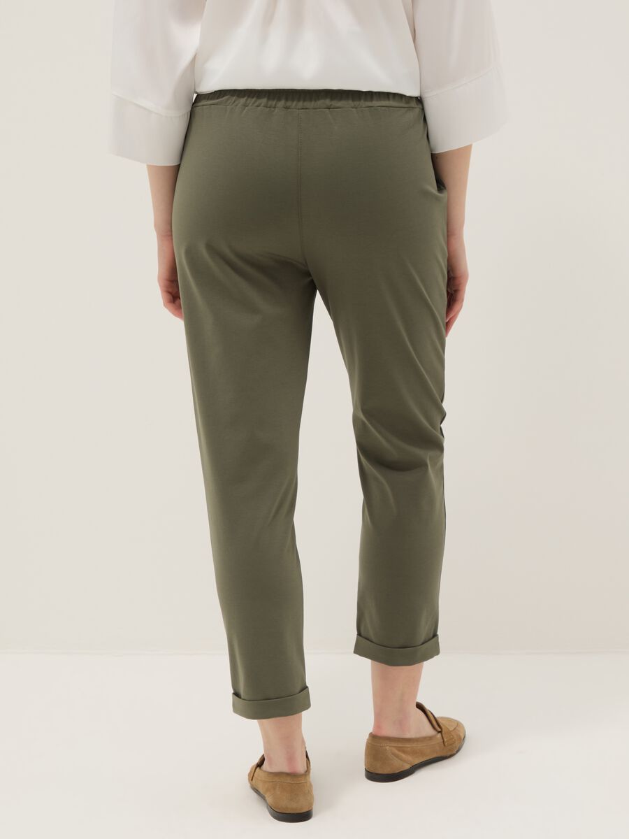 Pantaloni in misto cotone elasticizzato verdi regular fit_2