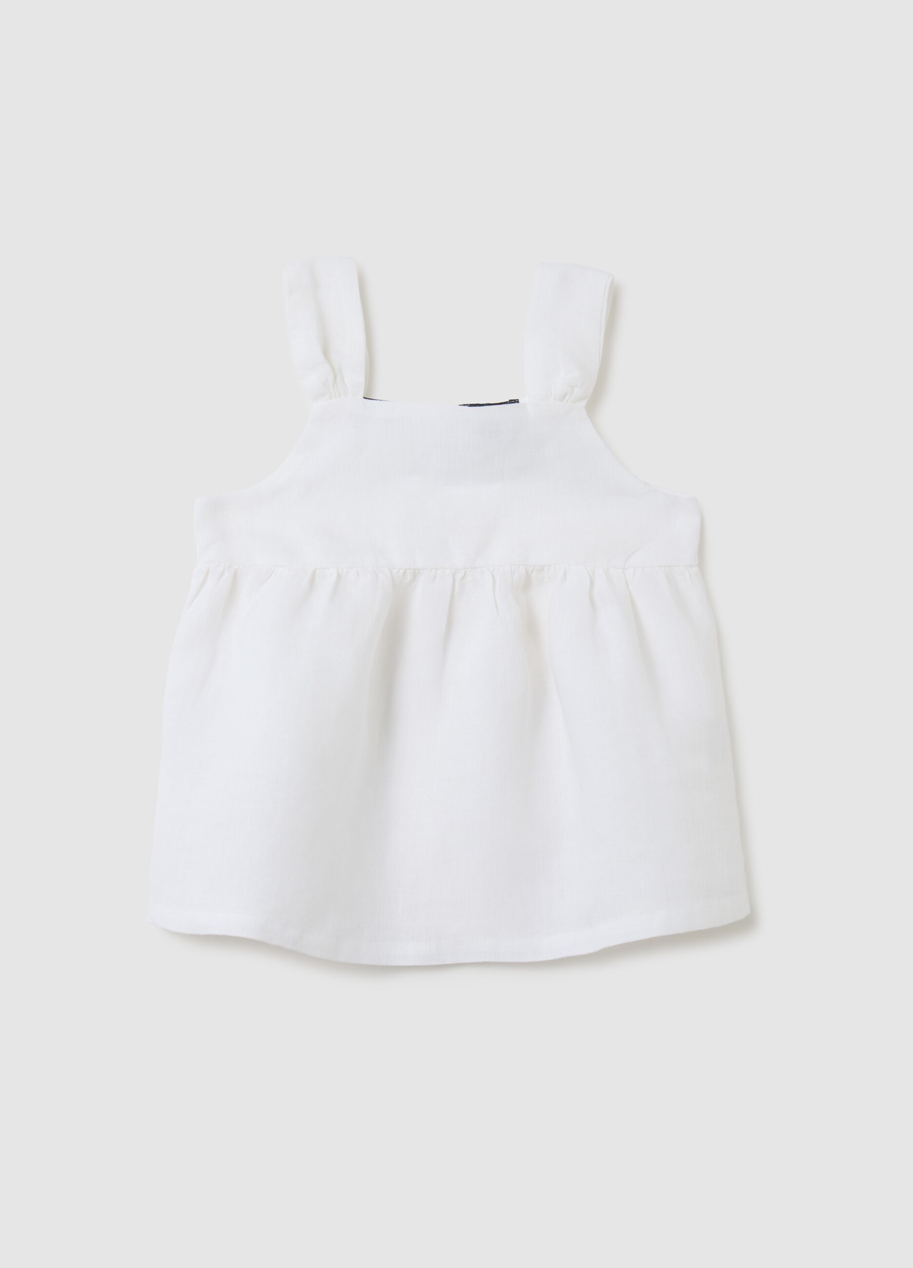Girls' white linen top regular fit