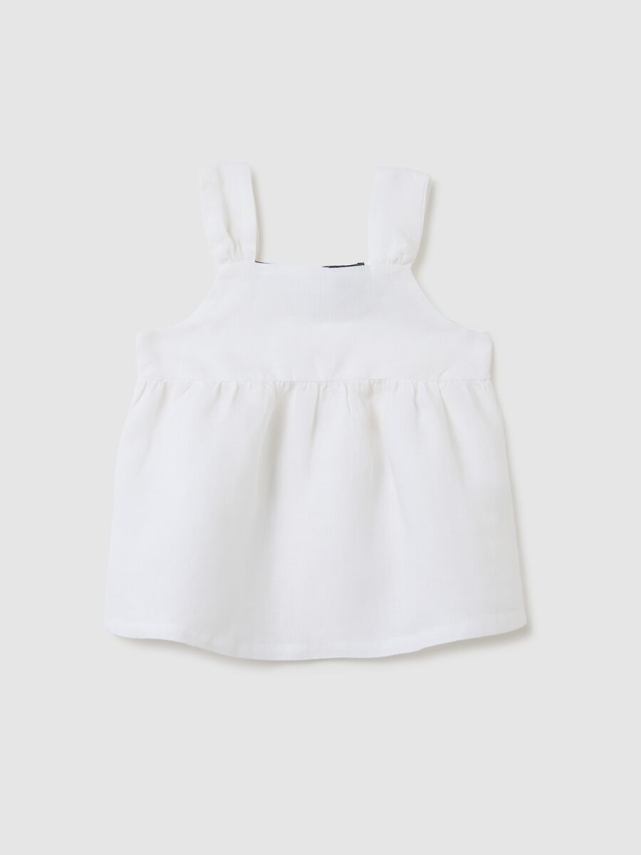 Top da bambina in lino bianco regular fit_0