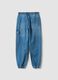 Jog denim azzurri in puro cotone con vita elasticizzata relaxed fit_1