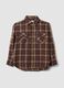 Camicia marrone a quadri in flanella di puro cotone regular fit_0