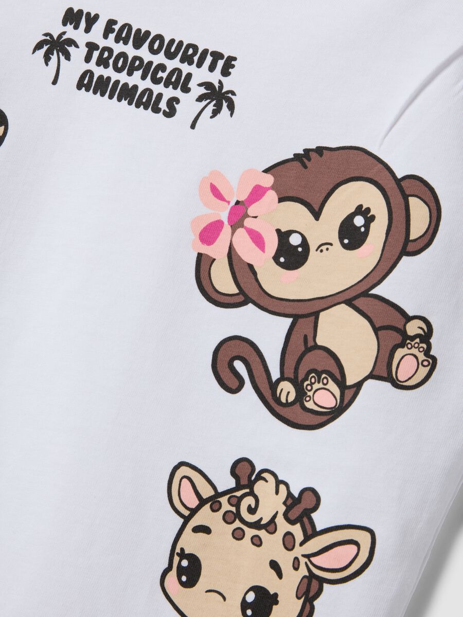 White pure cotton tank top with tropical print_3