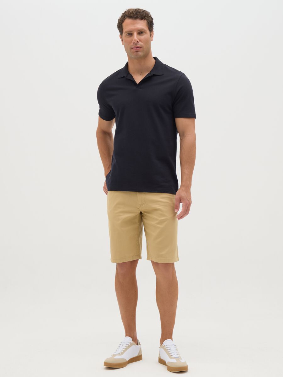 Men's beige pure cotton Bermuda shorts regular fit_0