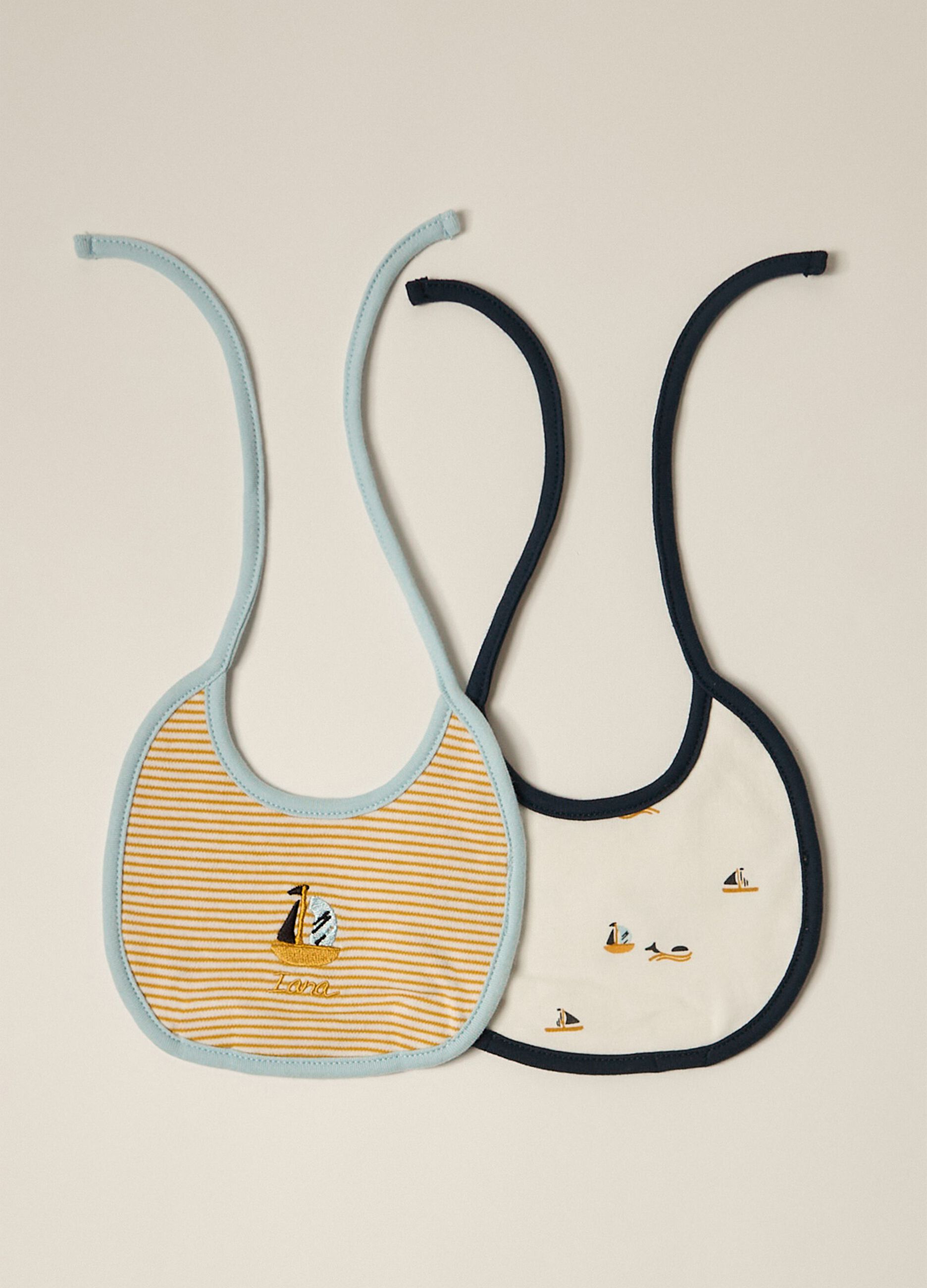 IANA newborn boy two-pack bibs in 100% cotton
