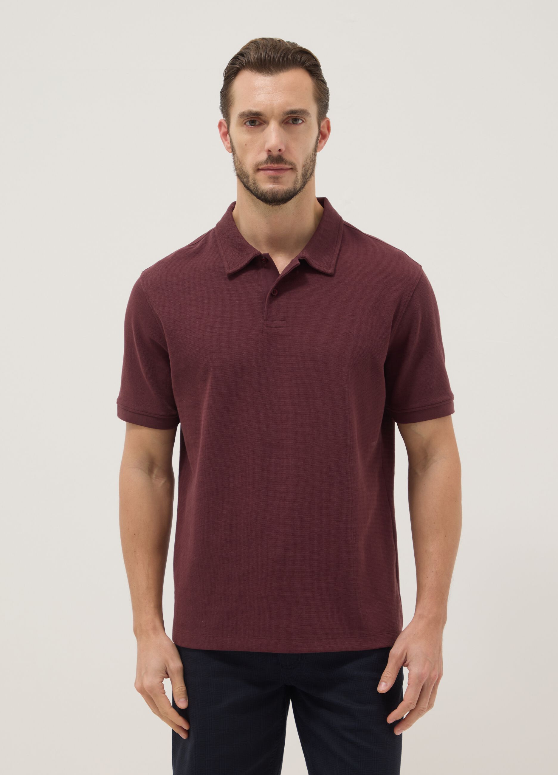 Brown stretch cotton polo shirt regular fit